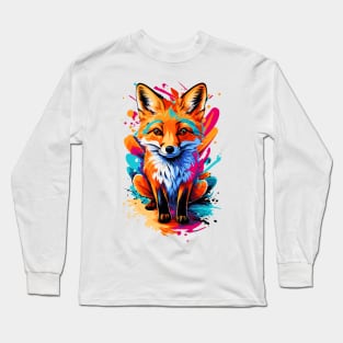 Fox - Cute Fox Colorful - Fox Head Long Sleeve T-Shirt